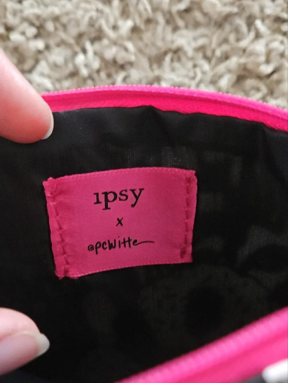 ipsy Black Illustrated Faces Cosmetic Pouch
